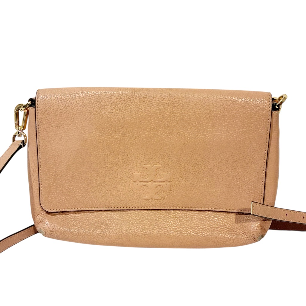 Tory Burch Salmon Pink Leather Thea Fap Crossbody Bag